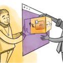 Symbolbild: Eine Illustration zeigt die Übergabe einer virtuellen Pressemappe.